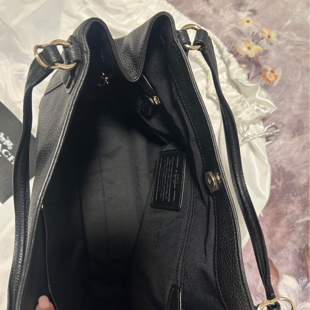 Coach Black Pebbled Leather Shoulder Bag - Picture 2 of 3